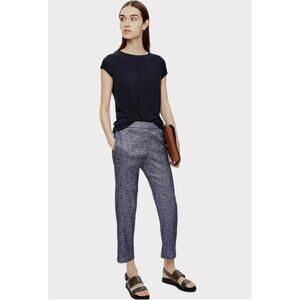 THEORY Northsound Tierra Wash Linen Blend Pants Blue Cropped Pockets Size 6
